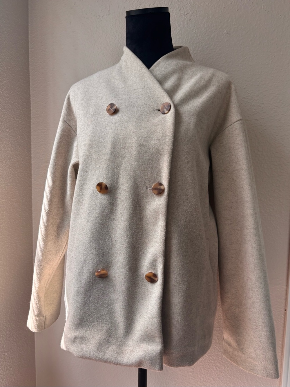 Banana Republic Cream Double-Breasted Pea Coat